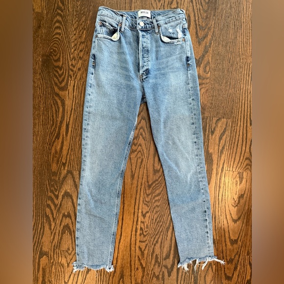 AGOLDE Women's Nico High Rise Straight Leg Jeans Slim Raw Hem Denim Size 26 - Picture 3 of 10